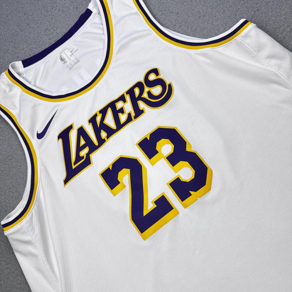 Los Angeles Lakers Jersey Mens XXL White NBA LeBron James Nike Swingman Dri Fit